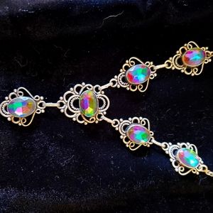 rainbow sapphire v necklace